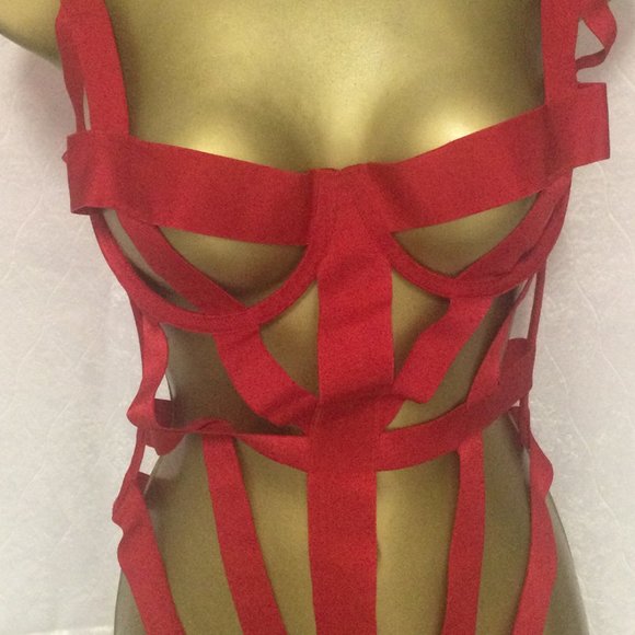 VICTORIA SECRET RHINESTONE RED LUXE - BODY GUSSET - MEDIUM - Picture 1 of 2